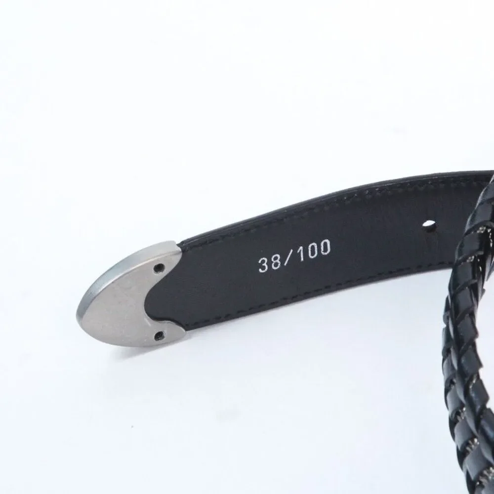 Vintage Y2K Stefano Piazza Italy Western Leather Black Braided Belt Mens Size 38